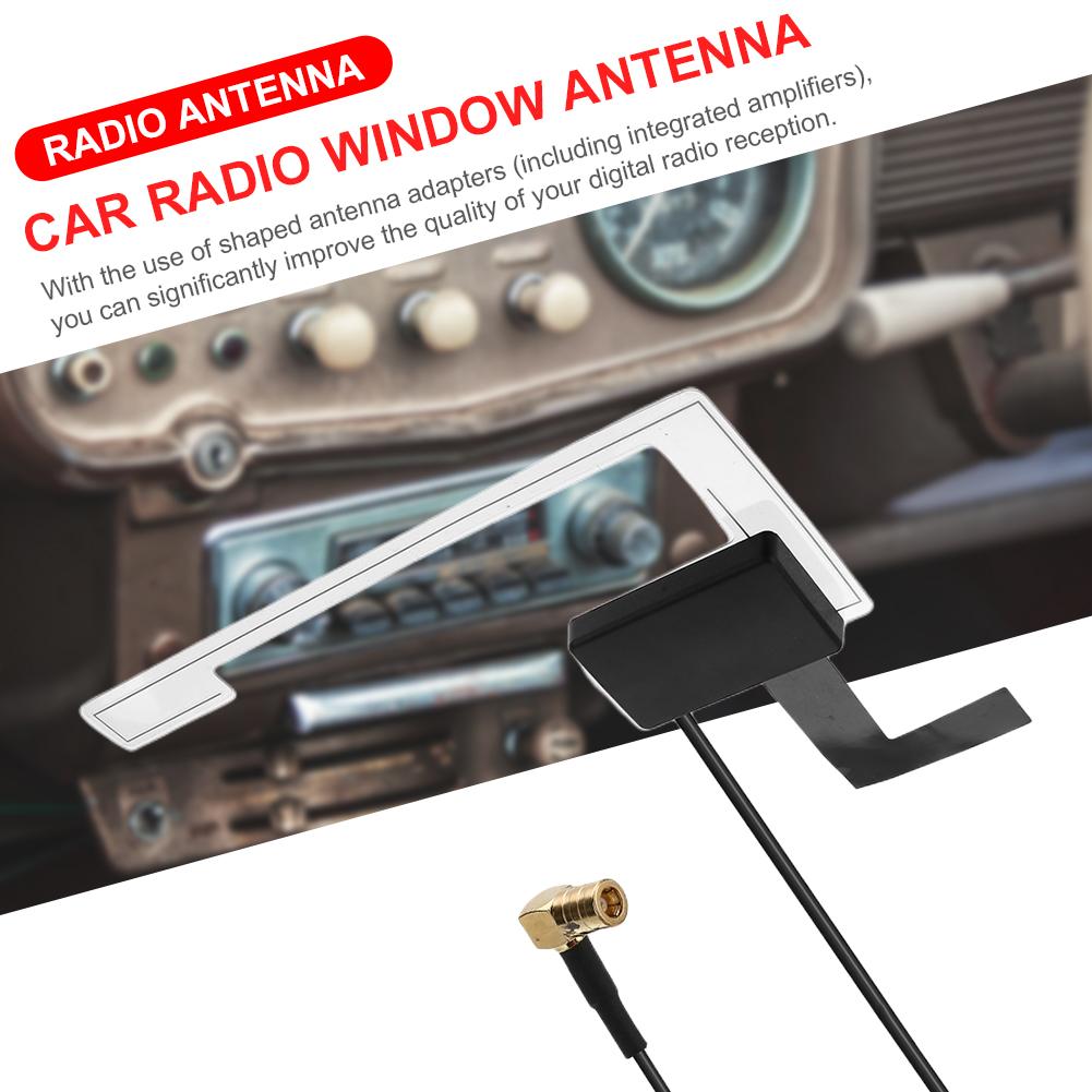 Digital Radio Antenna with SMB Adapter Window Roof Windshield Antenna DC 5V DAB + Antenna Hidden Adhesive for Auto ATV Car Truck