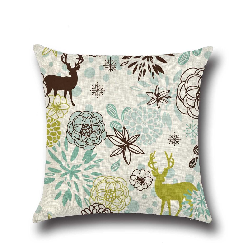 European and American Christmas Pattern Elk Pattern Linen Cotton Linen Pillow Supply Sofa Cushion
