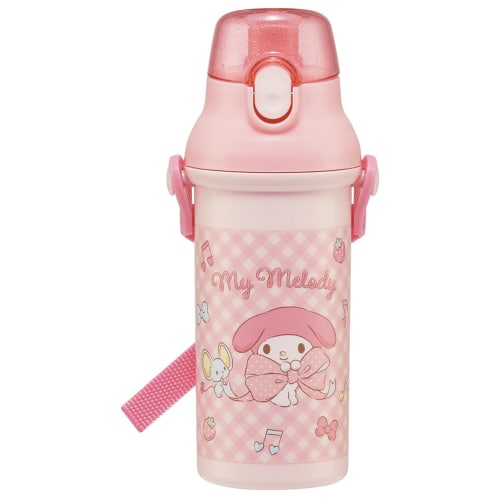 Skater Children's Water Bottle, 480ml, Direct Drinking, Plastic, One-Touch Operation, Dishwasher Safe, Made in Japan, Sanrio My Melody Big Ribbon, Gir