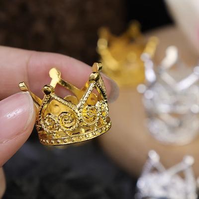 1/20 buc. Mini coroană pentru tort, tiară mică, cu perle, auriu, argint, coroane, decorare pentru tort de nuntă, pentru copii, ornament de păr