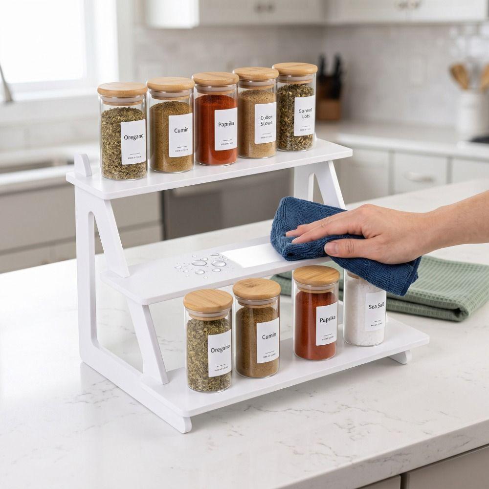 3 Tier Seasoning Storage Rack Portable Retail Display Stand Layered Display Shelf Kitchen