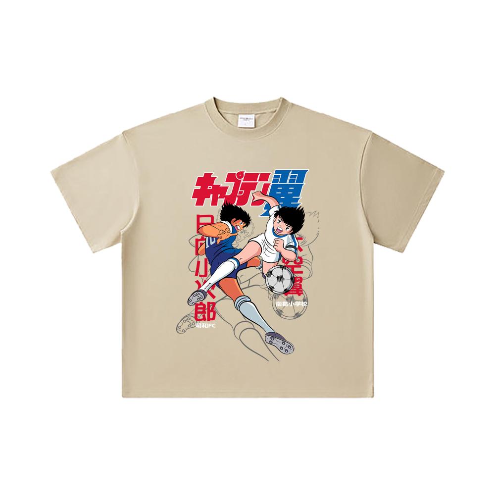 260 GSM Double Yarn 32 Count 100% Cotton Captain Tsubasa V2 Print Unisex Heavy Cotton T Shirt