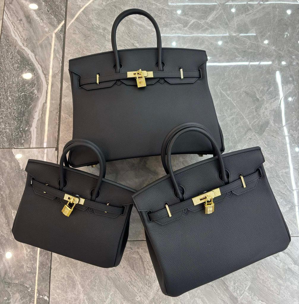 Large-capacity Litchi Pattern Togo Gold and Silver Diamond Genuine Leather Top-grain Cowhide Fashionable and Versatile Single-shoulder Handbag