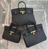 Large-capacity Litchi Pattern Togo Gold and Silver Diamond Genuine Leather Top-grain Cowhide Fashionable and Versatile Single-shoulder Handbag