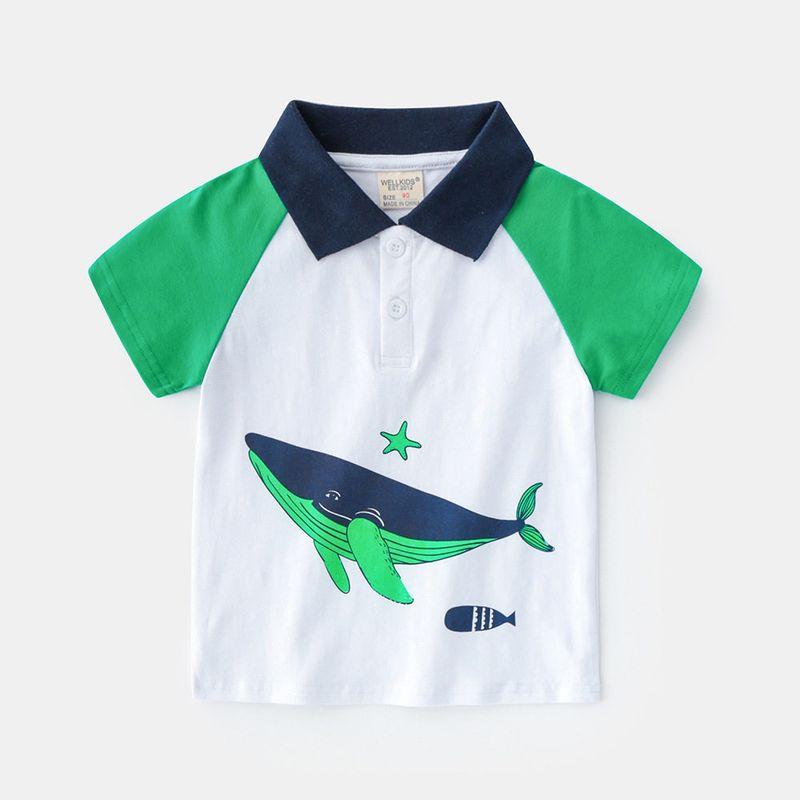 Short-Sleeved T-Shirt, Summer Boys' Polo Shirt, Half-Sleeved Top, Lapel Whale Kidsren's Clothing, Pullover for Small and Medium-Sized Kidsren