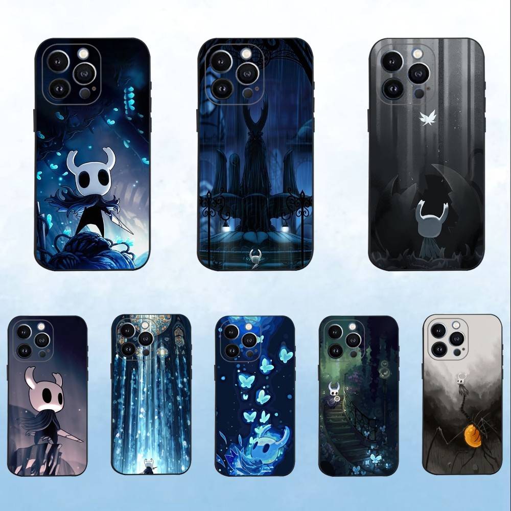 Game H-Hollow K-Knight Phone Case For iPhone 16,15,14,13,12,11 Plus,Pro Max,XS,X,XR,SE,Mini,8,7,Soft Silicone Black Cover