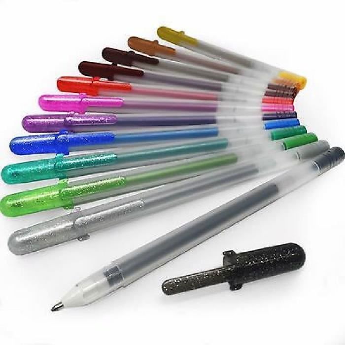 Set of 12 Gel Pencils - Sakura - Gelly Roll Metallic Shiny - Assorted Colors - Gel Ink - Non-refillable