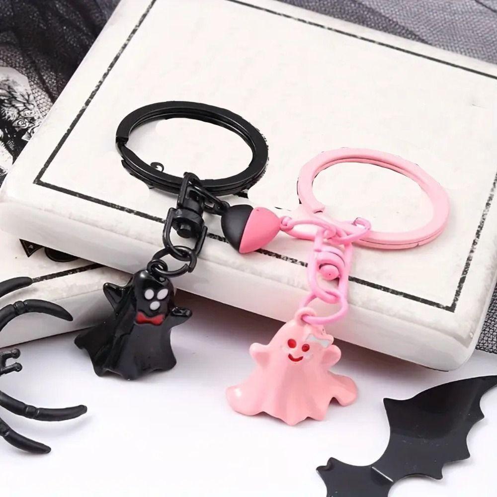 1Pair Bag Hanging Halloween Ghost Keychain Cute Key Rings Minority Magnetic Ghost Pendant  Gift