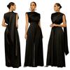 Women Sexy Party Jumpsuit Summer Fashion Women's Sexy Pure Color Round Neck Shawl Jumpsuit