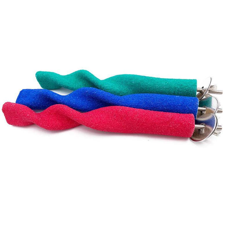 Parrot Station Rack Wave Shape Quartz Sand Surface Grind Twist Stand for Pet Birds Toy