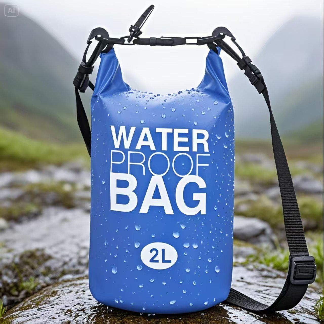 

Large Capacity Waterproof Crossbody Bag for Cycling & Canyoneering 2L No Strap синий