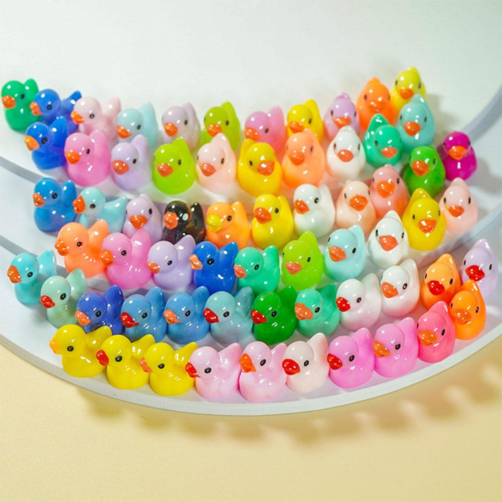 240Pcs Micro Landscape Duck Ornaments Colorful Ducks Figurine Glow In The Dark Mini Duck Statue Waterproof for Garden Aquarium
