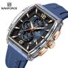 TOP Brand NAVIFORCE 6101 Orologio da Uomo al Quarzo Fashion Business Display Luminoso Cronografo Cinturino in Silicone da Uomo Tonneau