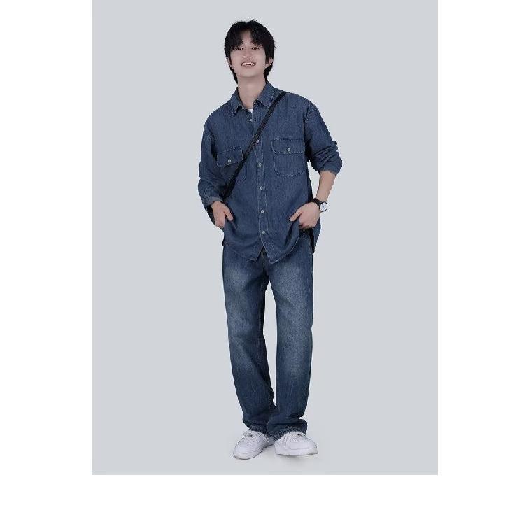 

2024 Весна и осень PU красивое пальто мужское Ins High Street модный бренд Гонконгский стиль японский стиль Харадзюку корейский стиль модная свободная куртка 2XL синий