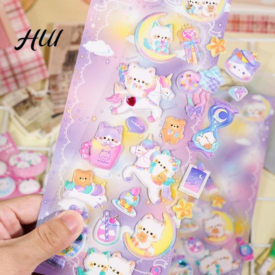 Glow-in-the-dark Stickers 1/4 Sheets Luminous 3D Puffy Sticker Cartoon Cat Food DIY Phone Case Notebook Scrapbooking Decorative Preschool Teacher Boy