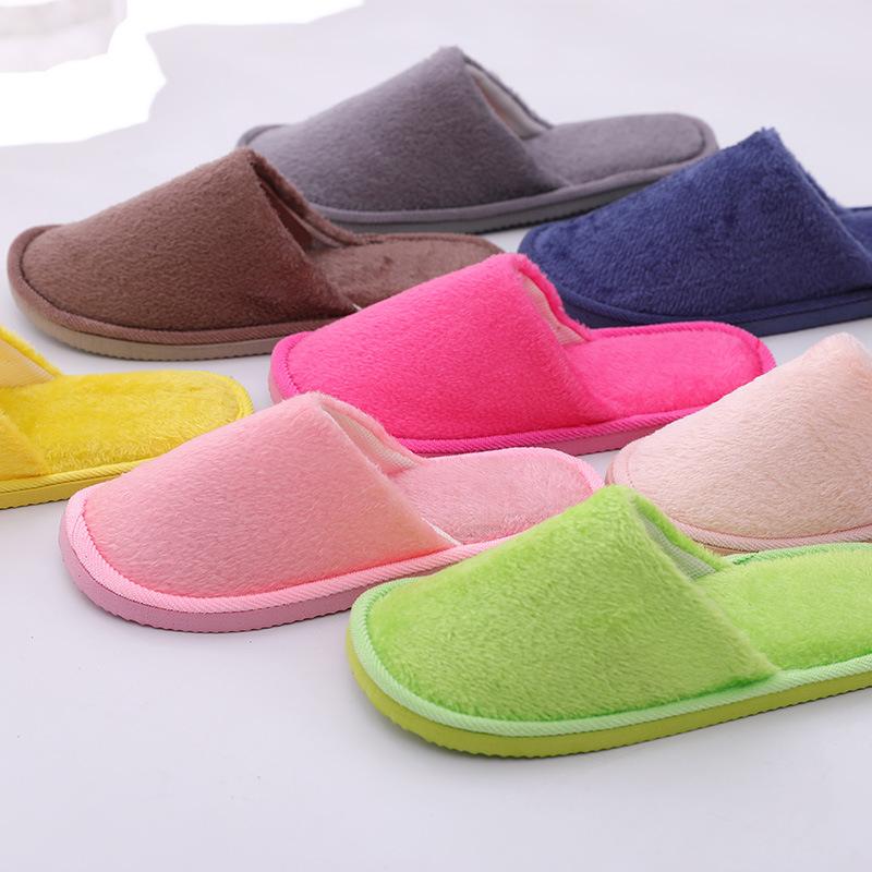 Long Plush Indoor Home Autumn Winter Wood Floor Warm Cotton Slippers Unisex Couples