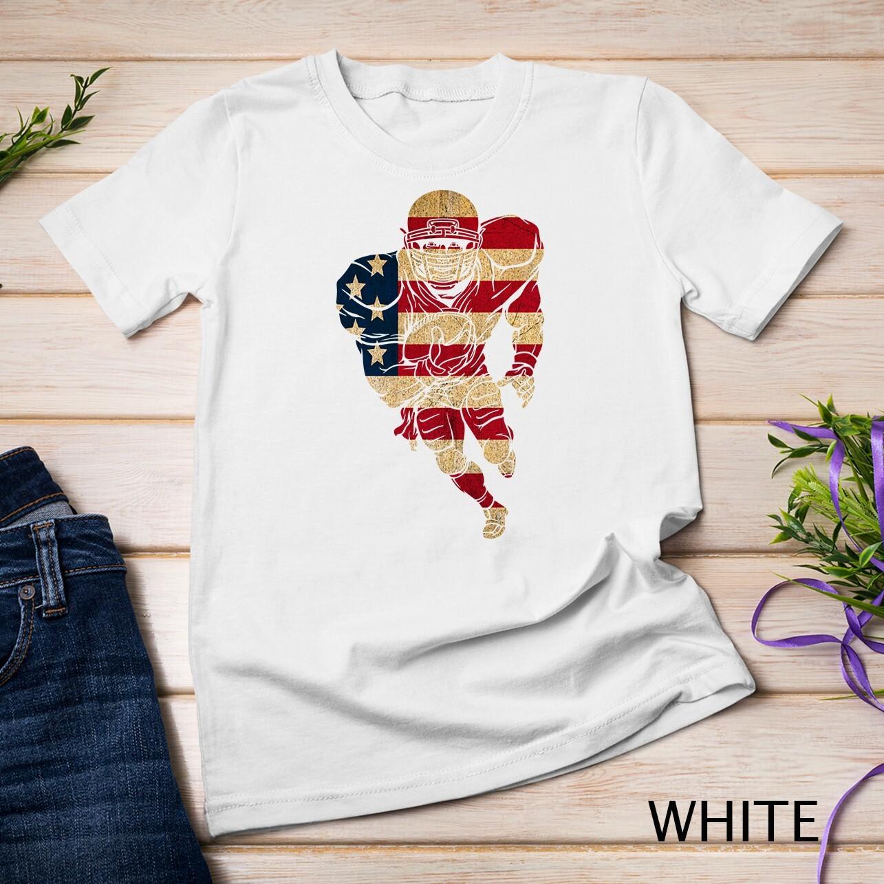 Vintage Football Team Player Sport Fan US Flag  Unisex T-Shirt Mens Womens Tees Top M