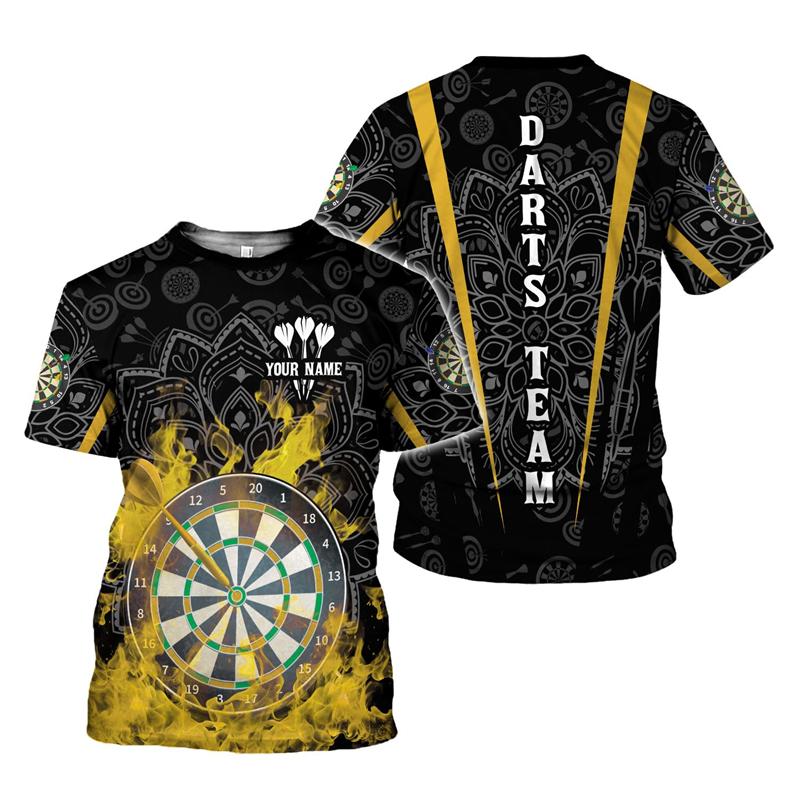 Camiseta Hombre Dardo Impresión 3D Personalizada con Nombre para Aficionados a los Dardos Camisetas Gráficas Tops de Verano Manga Corta Oversize Ropa