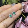 100% Natural Emerald Stud Earrings Luxury Style 3*4 Mm 925 Silver Colombian 0.5ct