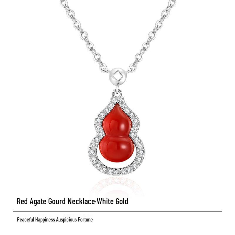 

Ожерелье из красного агата в форме тыквы - Женское универсальное серебро 925 пробы, оригинальный дизайн, украшение для ключицы S925 Silver белого золота