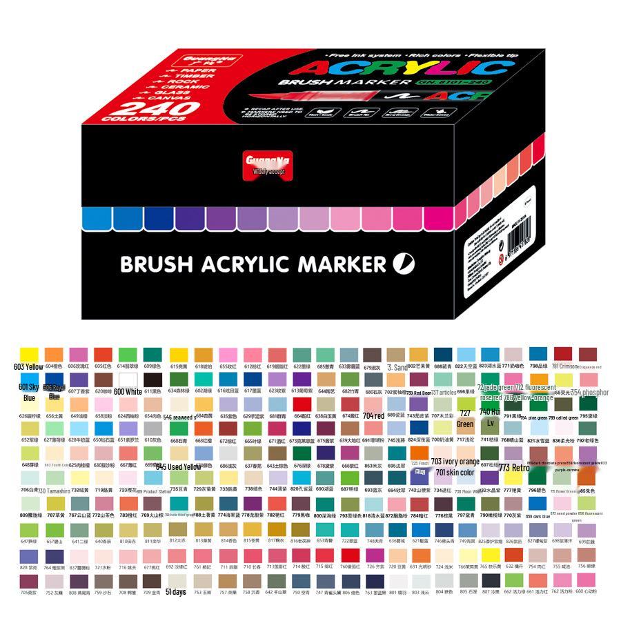 Guangna 8101 Liquid Soft Tip Acrylic Marker - 288 Colors for DIY Graffiti and Body Painting