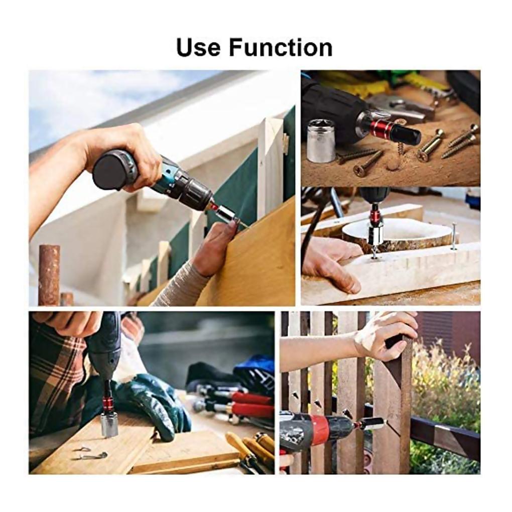 Hexagon To Square Drill Socket Adapters Kit Impact Driver Pneumatic Screwdriver Manual Spanner Extension Bar Set Hand Tool