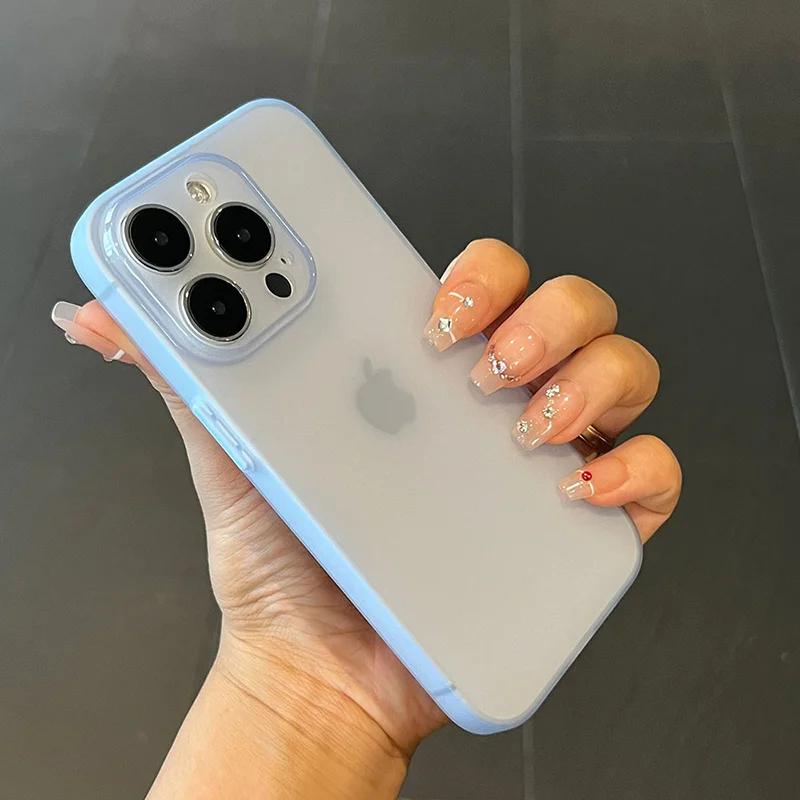 Luxury Matte Transparent Silicone Case For iPhone 15 14 13 12 Mini 11 Pro Xs Max X Xr Se 2 3 7 8 Plus Ultra Thin Soft Back Cover