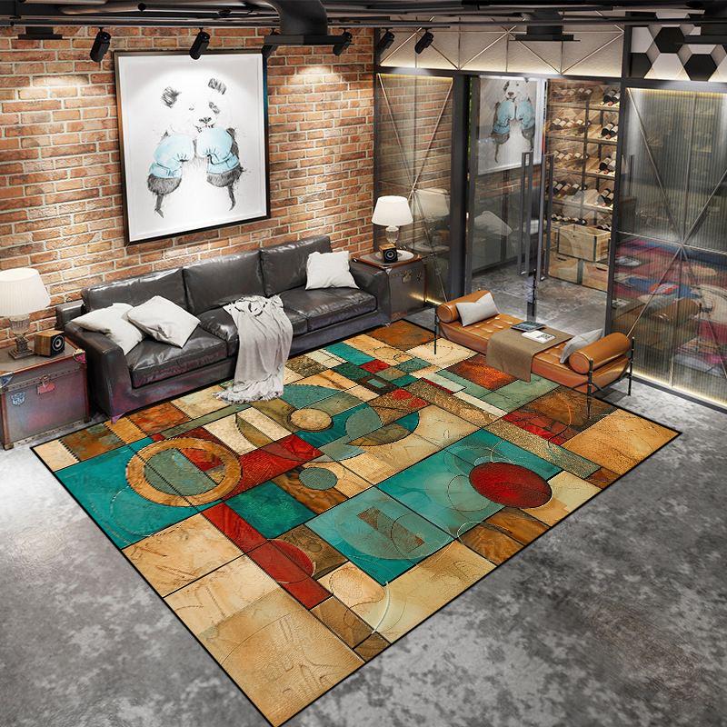 Abstract Retro Large Carpet Living Room American Style Coffee Table Decoration Sofa Area Rug Bedroom Non-slip Floor Mat Washable
