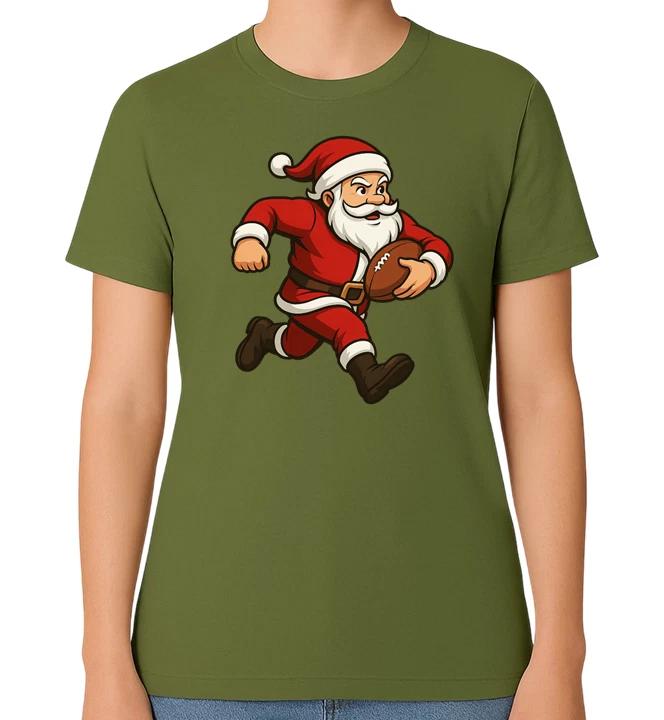 Santa Playing Rugby T-Shirt Winter Christmas Merry Xmas Top XXXL