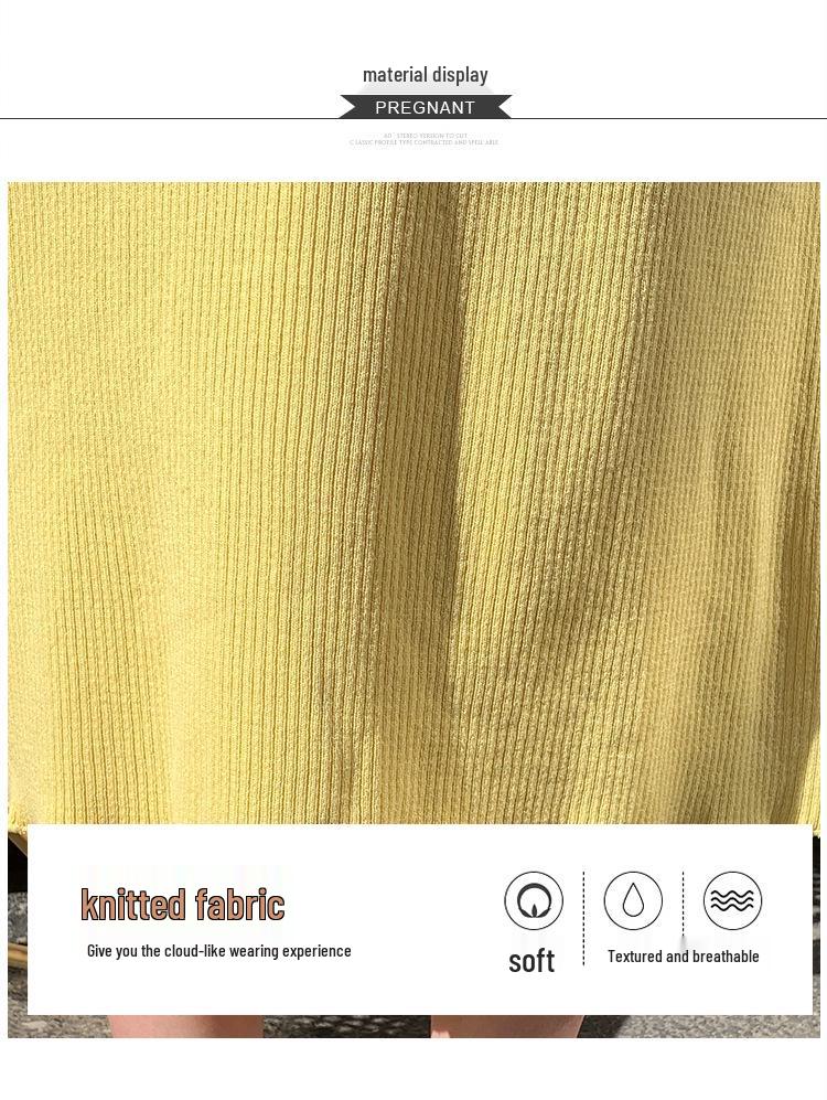 2026 Colorful Button Knit Maternity Polo Collar Nursing Skirt