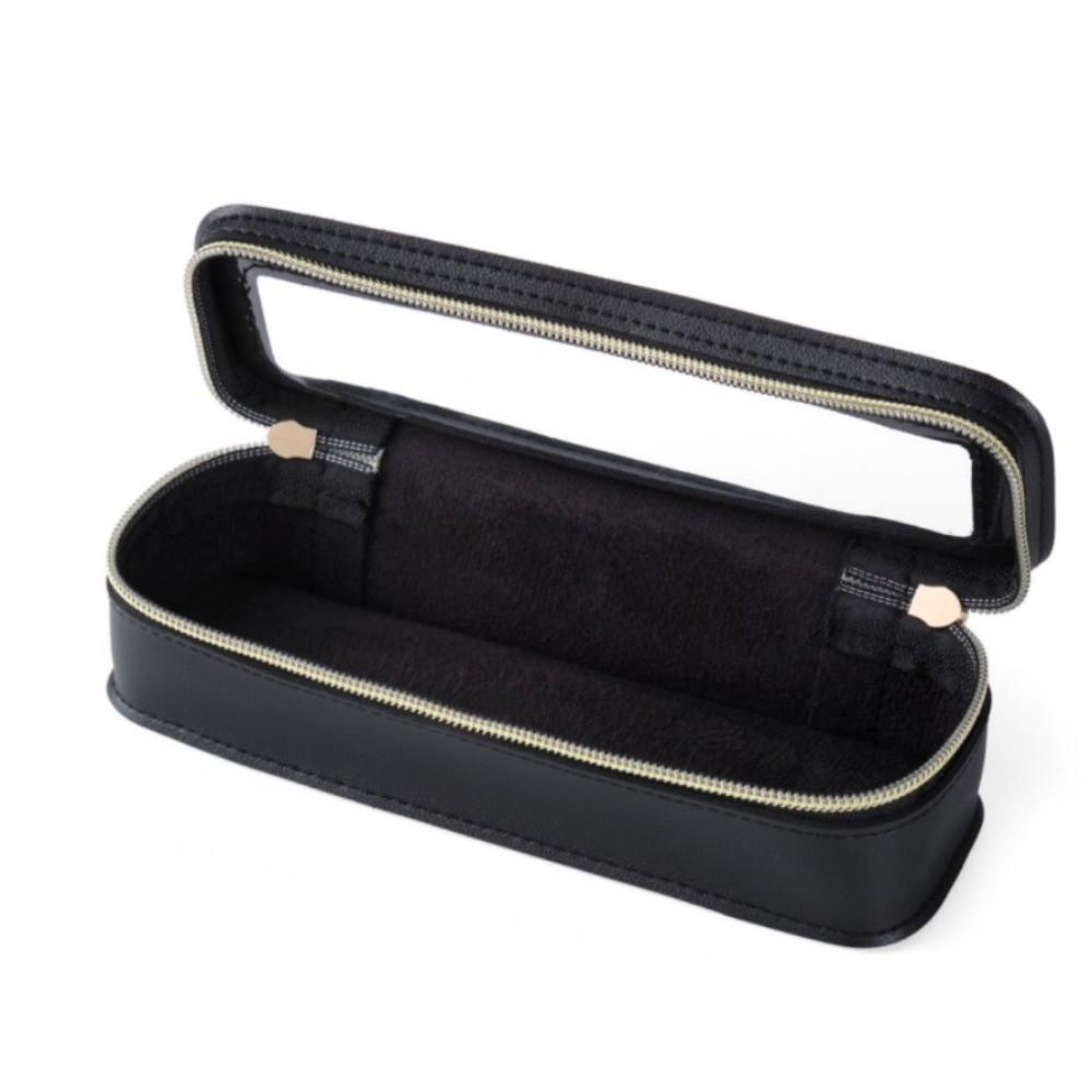 

New PU Leather Makeup Brush Box Waterproof Transparent Cosmetic Bag Zipper Closure Large Capacity Pencil Case Travel Accessories чорний