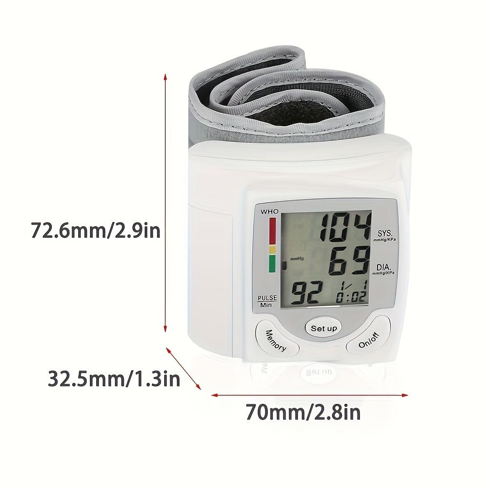 Monitor de Presión Arterial de Muñeca Automático con Pantalla LCD Grande - Brazalete Ajustable, Detección de Frecuencia de Pulso, Alerta de Latido Irregular