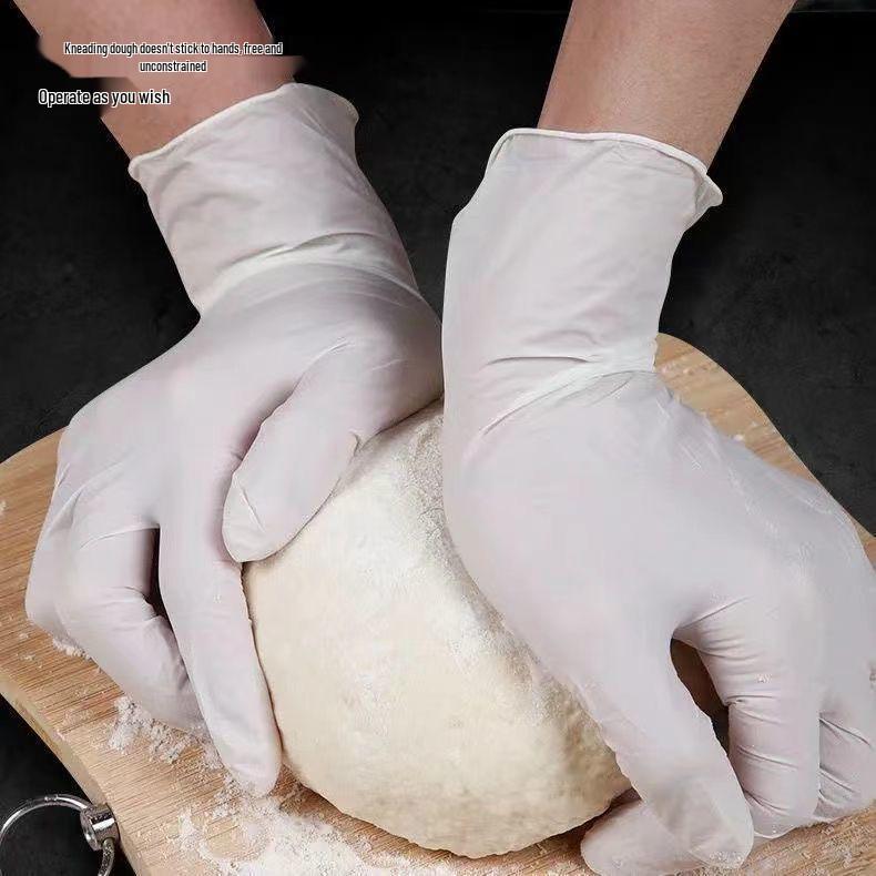 Thickened Waterproof Latex Rubber Disposable Gloves for Kitchen, Baking, Beauty, and Household Use with Elastic Band