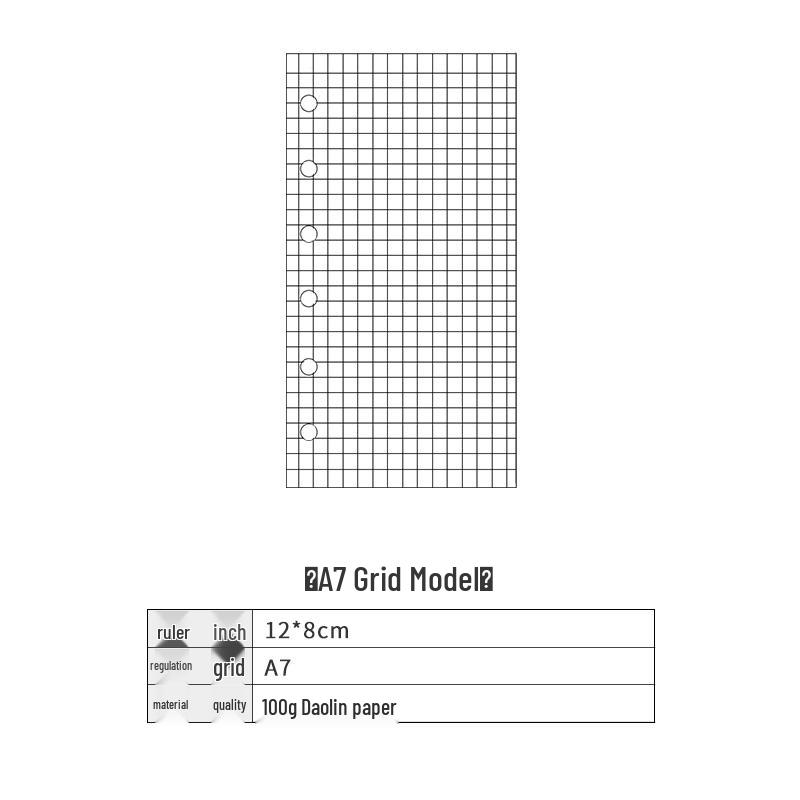 A6 6-Hole Notebook Refill: Blank, Grid, Lined Pages for Student Diaries