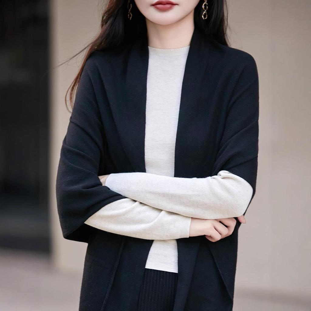 Elegant Knit Scarf Sweater: Women's Korean Style Warm Triangle Shawl for Autumn/Winter