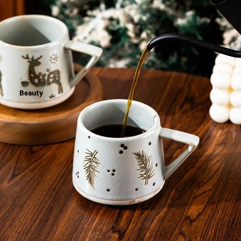 Hot 300ML Christmas Cup Original Coffee Cup Creative Ceramic Mug Office Home Party Breakfast Milk Cup New Year Christmas Gift