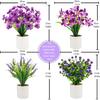4 Packs Fake Plants Mini Purple Artificial Potted Flowers Small Faux Plants Indoor for Home Office Bathroom Farmhouse Tabletop Spring Decor