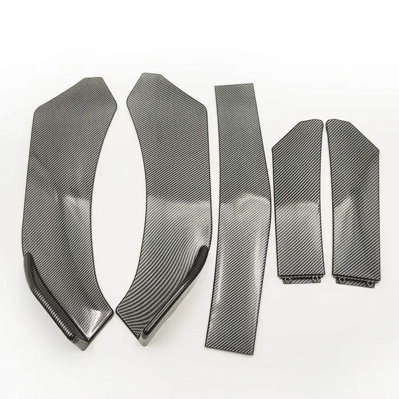5Pcs/1set Universal Car Front Bumper Lip Spoiler Splitter ABS Body Kit Canard Lip Splitter - Automotive Accessory