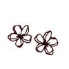 Elegant Retro Ancola Red Openwork Flower Stud Earrings