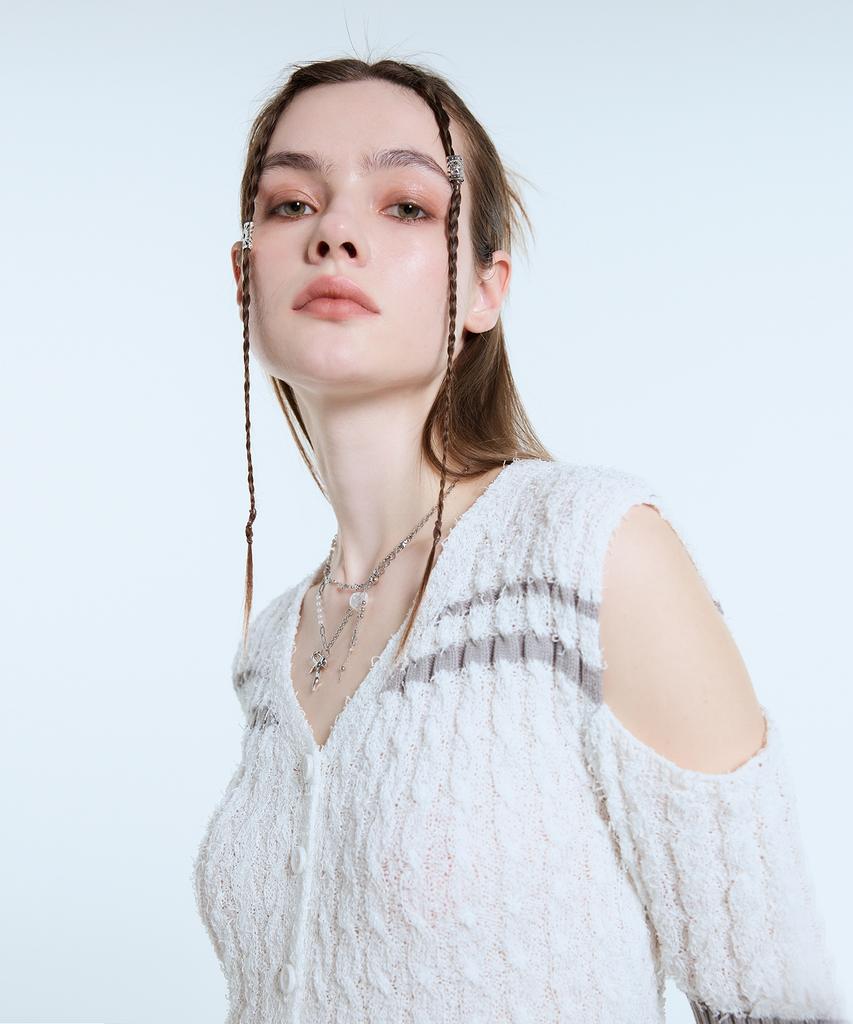 LARTIGENT L11 Off Shoulder Knit(White)