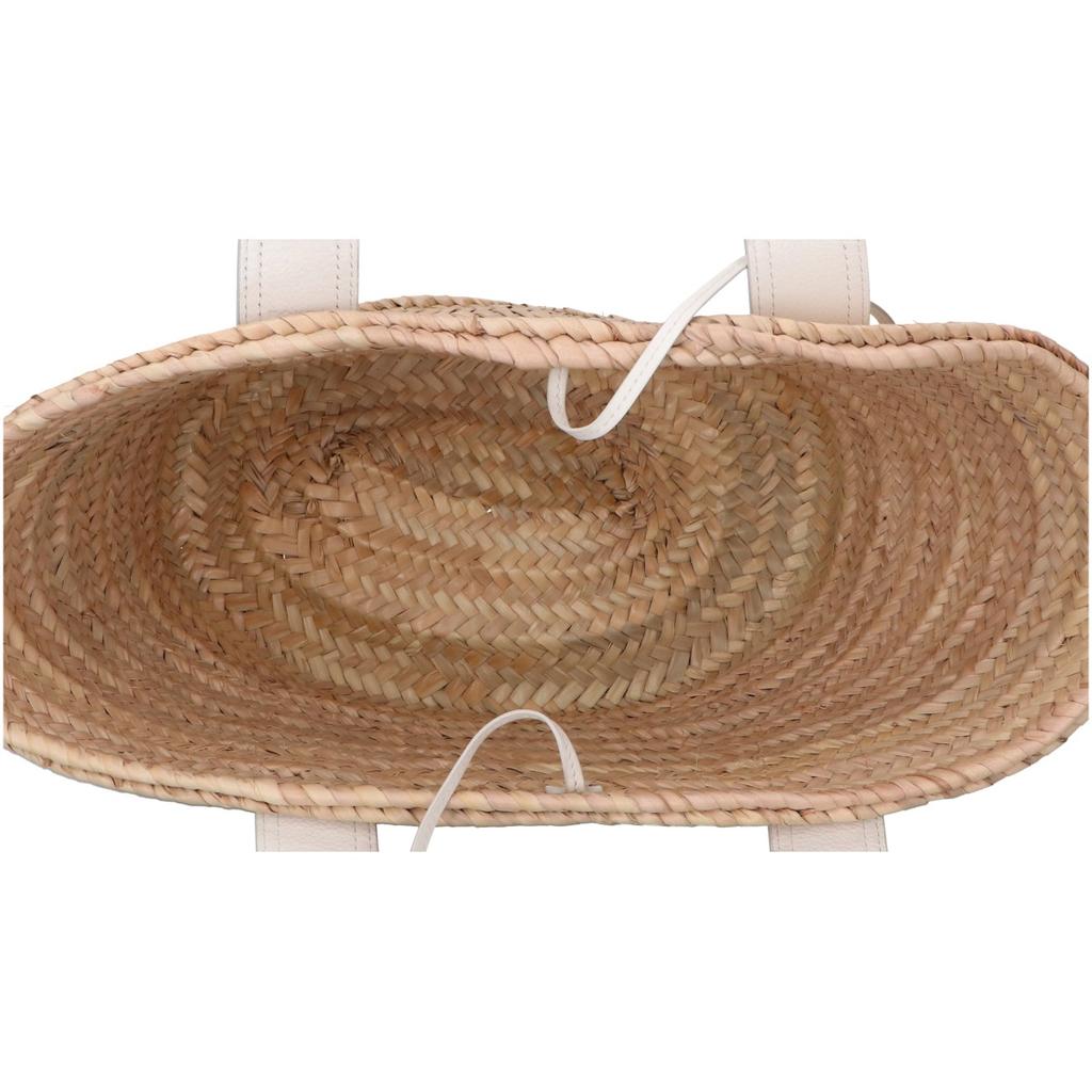 J&MDavidson BASKET M Raffia/Leather Basket Bag Tote Bag Natural / whiteUsed