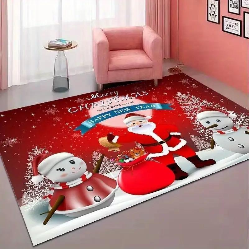 Weihnachten Weihnachtsmann Elch Teppich für Wohnzimmerdeko Sofa Tisch Große Flächenteppiche Küche Flur Balkonteppiche Schlafzimmer Fußmatte