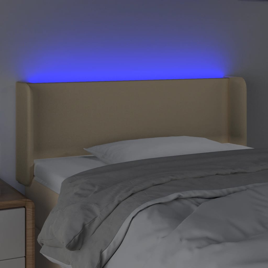 Vidaxl Zagłówek Do Łóżka Z Led, Kremowy, 103X16X78/88 Cm, Tkanina