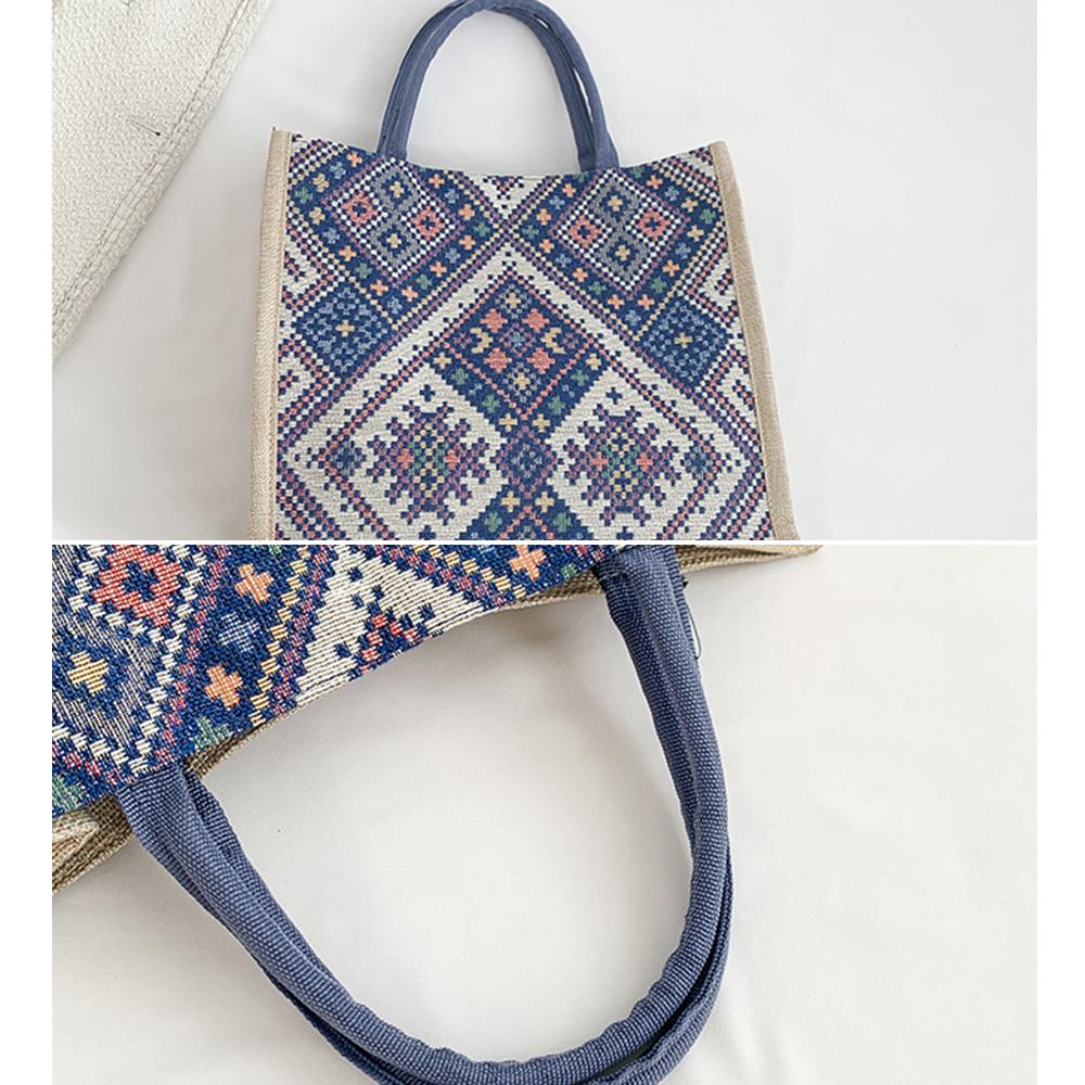 Geantă de mână în stil etnic, geantă tote retro, geantă de umăr pentru femei, capacitate mare, organizator pentru navetă, poșetă de vară pentru femei, modă