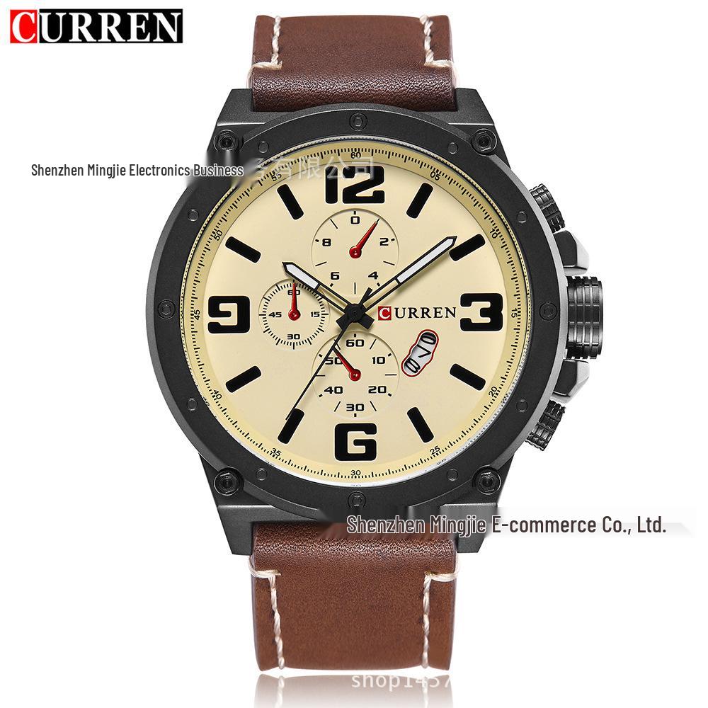 CURREN 8230 Men's Quartz Sport Watch with Casual Leather Strap and Calendar Function