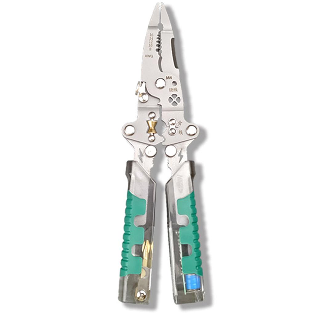 8 In 1 Wire Stripper With Voltage Tester,Multifunctional Wire Stripping Tool,Foldable Piler For Scraping Pressing Wires