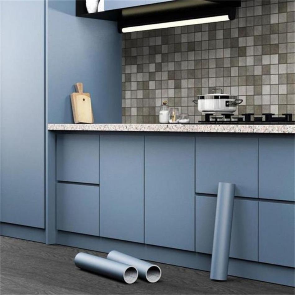 Matte Cabinet Film Kitchen Decor Waterproof Solid Color Self Adhesive Thicken Vinyl Wallpapers Bedroom Home Decor Wall Stickers