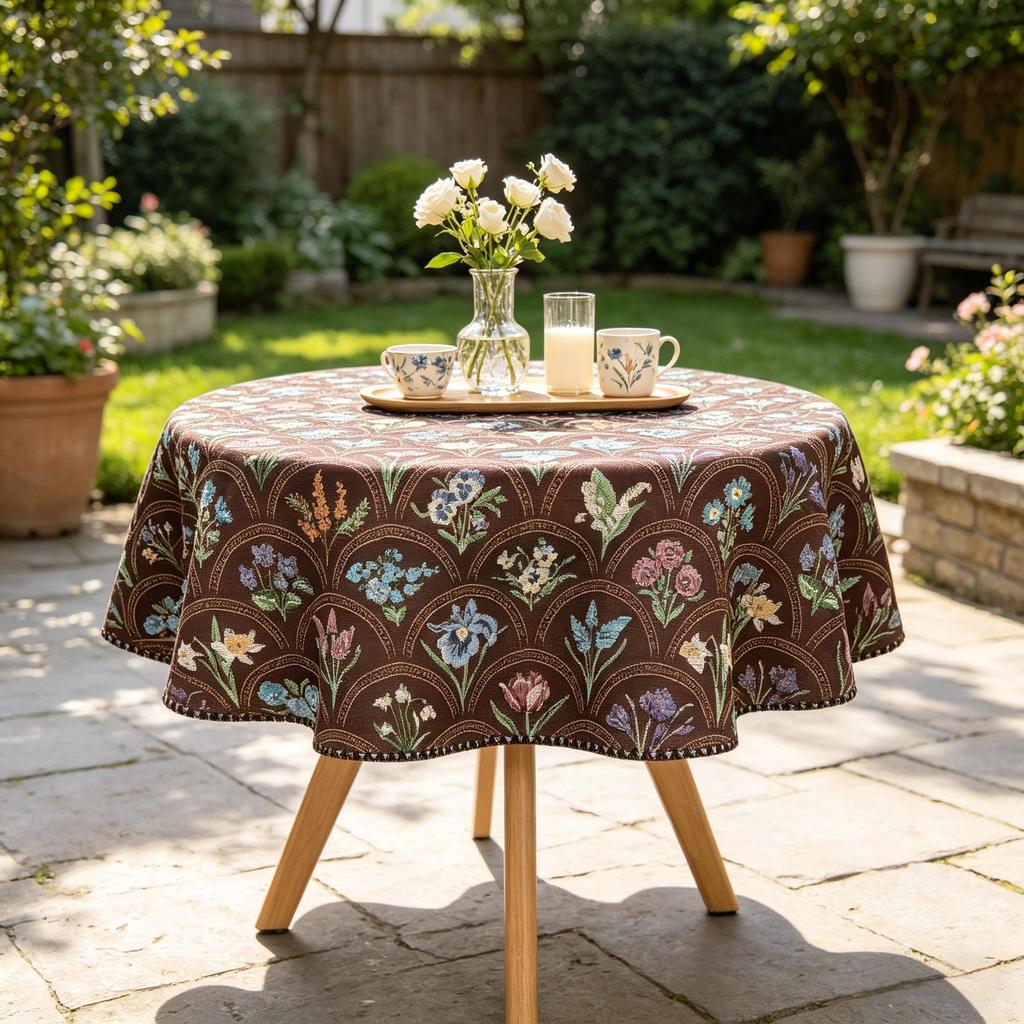 Kitchen Dining Table Living Room Home Use Cotton Fabric Round Tablecloth