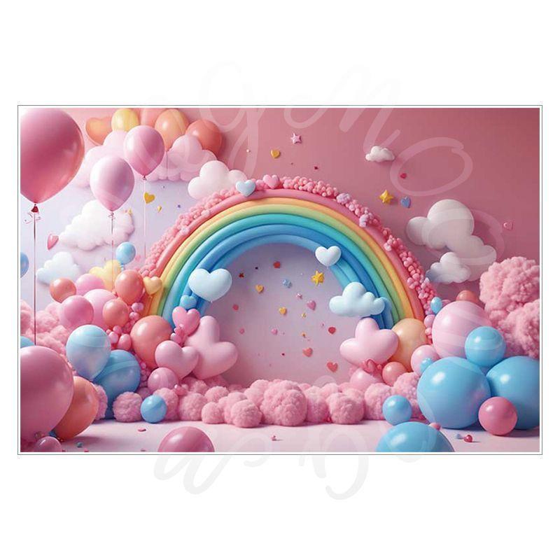 Balloon Cartoon Background Fabric for Pet Children's Birthday Party Decoration Wall Fabric, Photography and Photo-taking Background Fabric