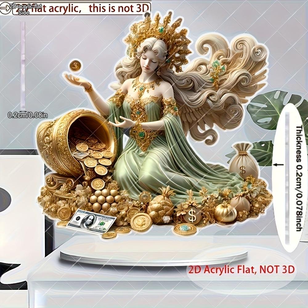 2D Flat Acrylic Lucky Goddess Decoration, Indoor and Outdoor Decoration - No Battery/electricity Required, Free Day Decoration, Shop Decoration, Durab